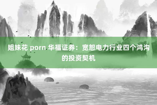 姐妹花 porn 华福证券：宽恕电力行业四个鸿沟的投资契机